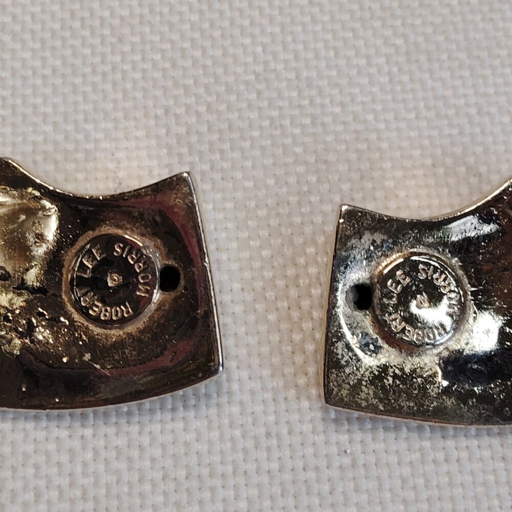 Robert Lee Morris Vintage Gold Plated Sculptural Clip On Earrings Signed - Picture 11 of 15